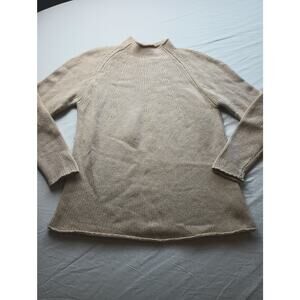Katherine Kelly Collection 100% Cashmere Women Knit Sweater Mock Neck Small Tan